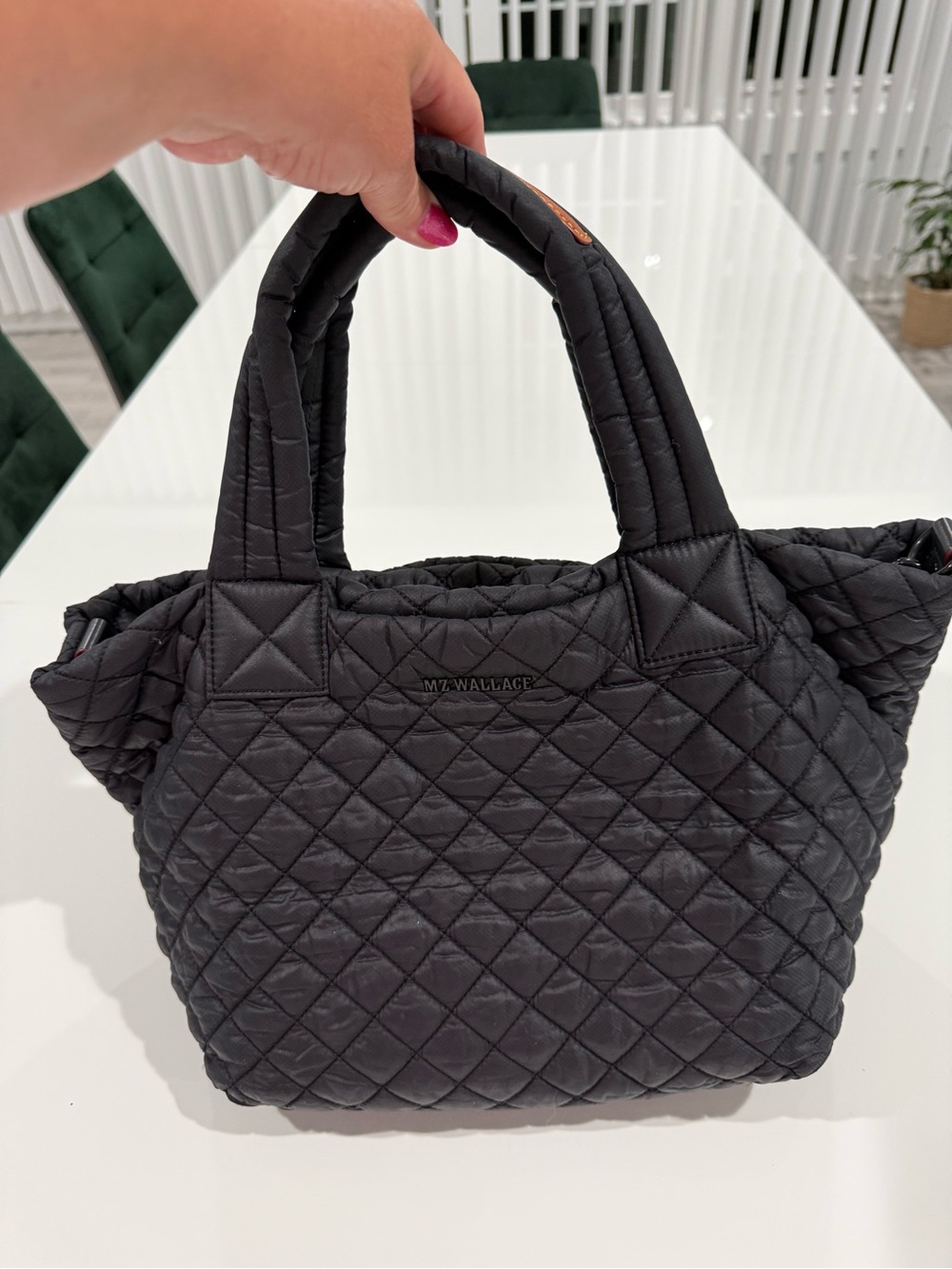 MZ Wallace Quilted Black Metro Tote Deluxe Crossbody Bag with Detachable Strap - Picture 6 of 16